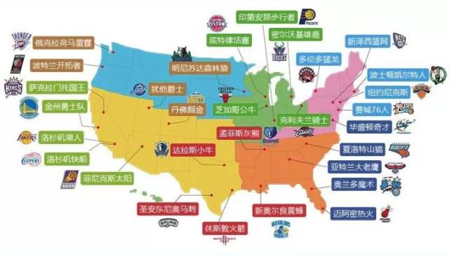 NBA球队分布图